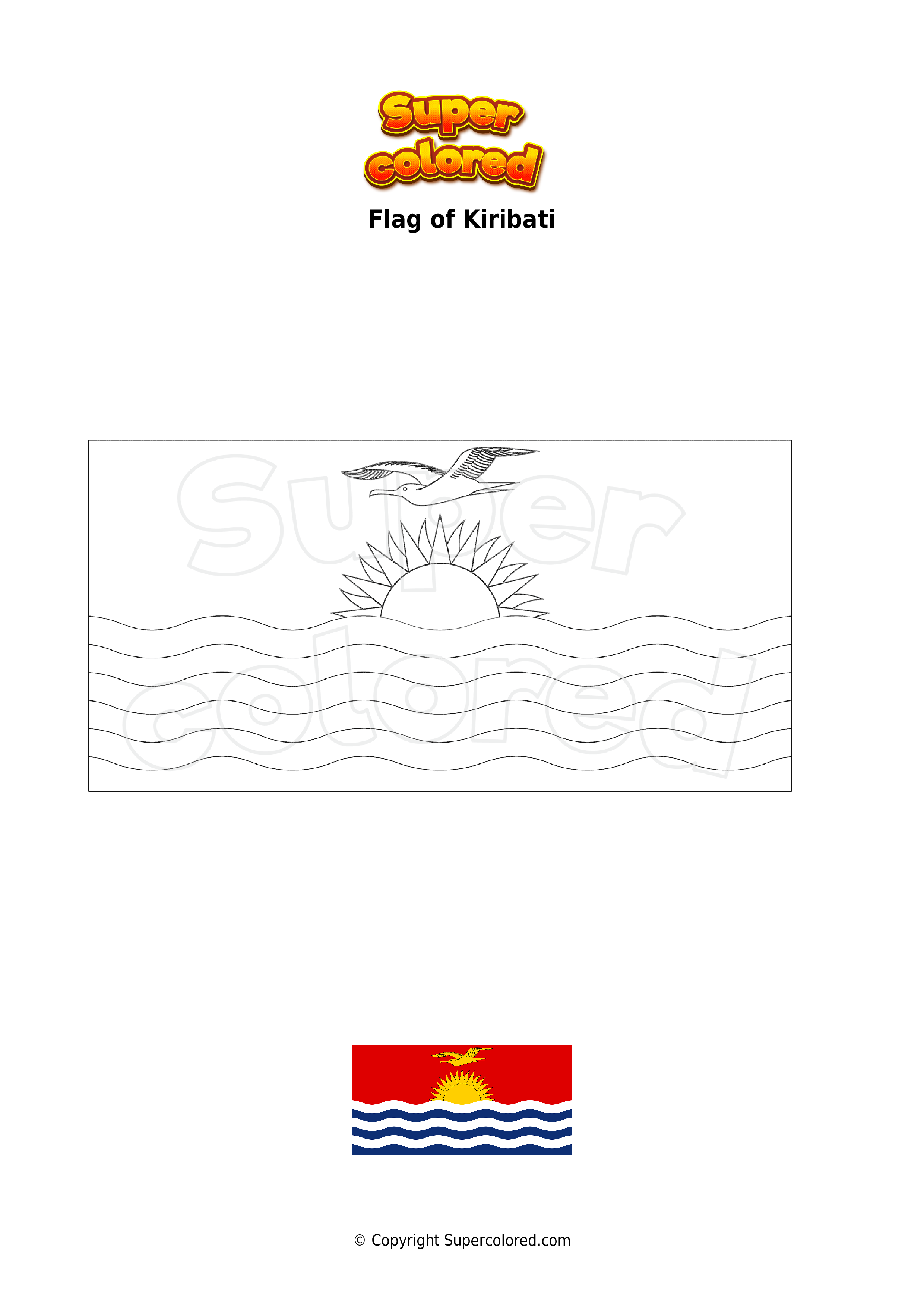 Coloring page flag of kiribati