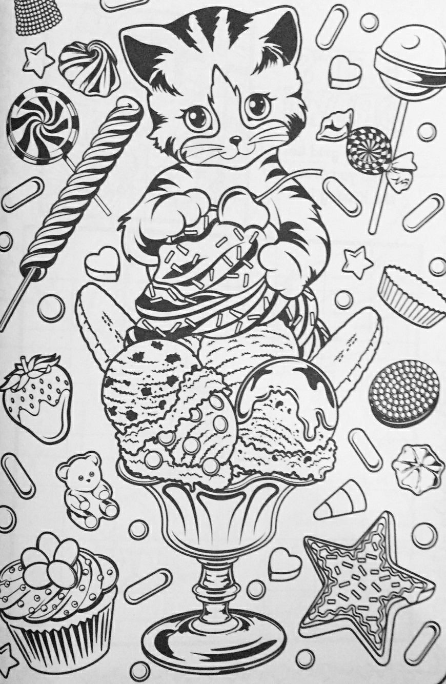 Cat and ice cream coloring page lisa frank coloring books coloring books coloring pages