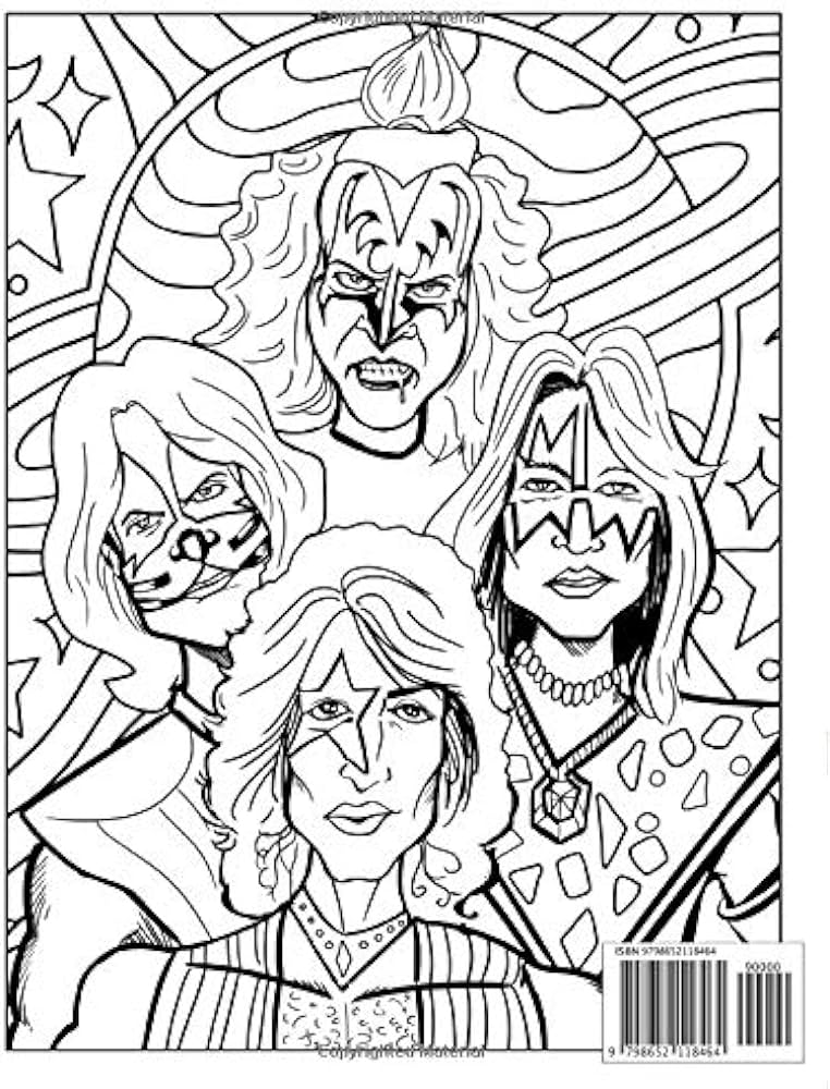 Kiss coloring book kiss band members coloring pages for adults fan relaxation gift parker donna books