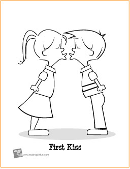 First kiss free printable coloring page