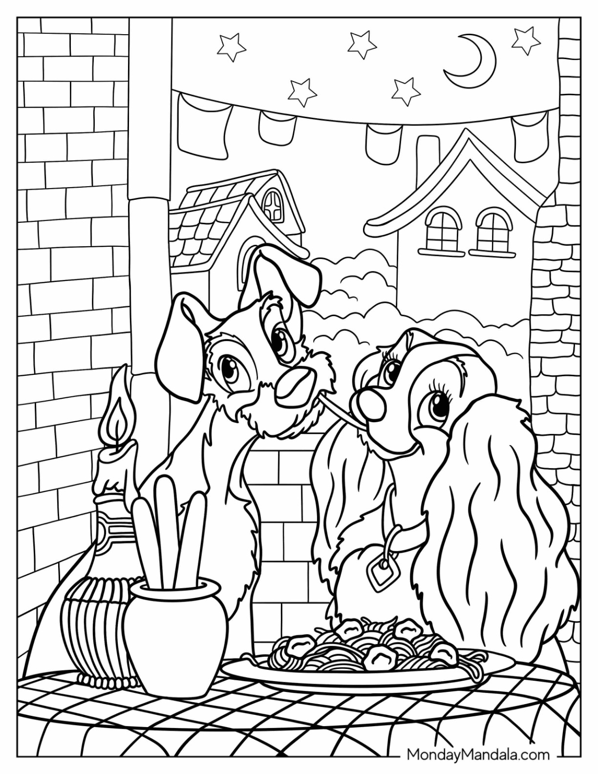 Lady and the tramp coloring pages free printables