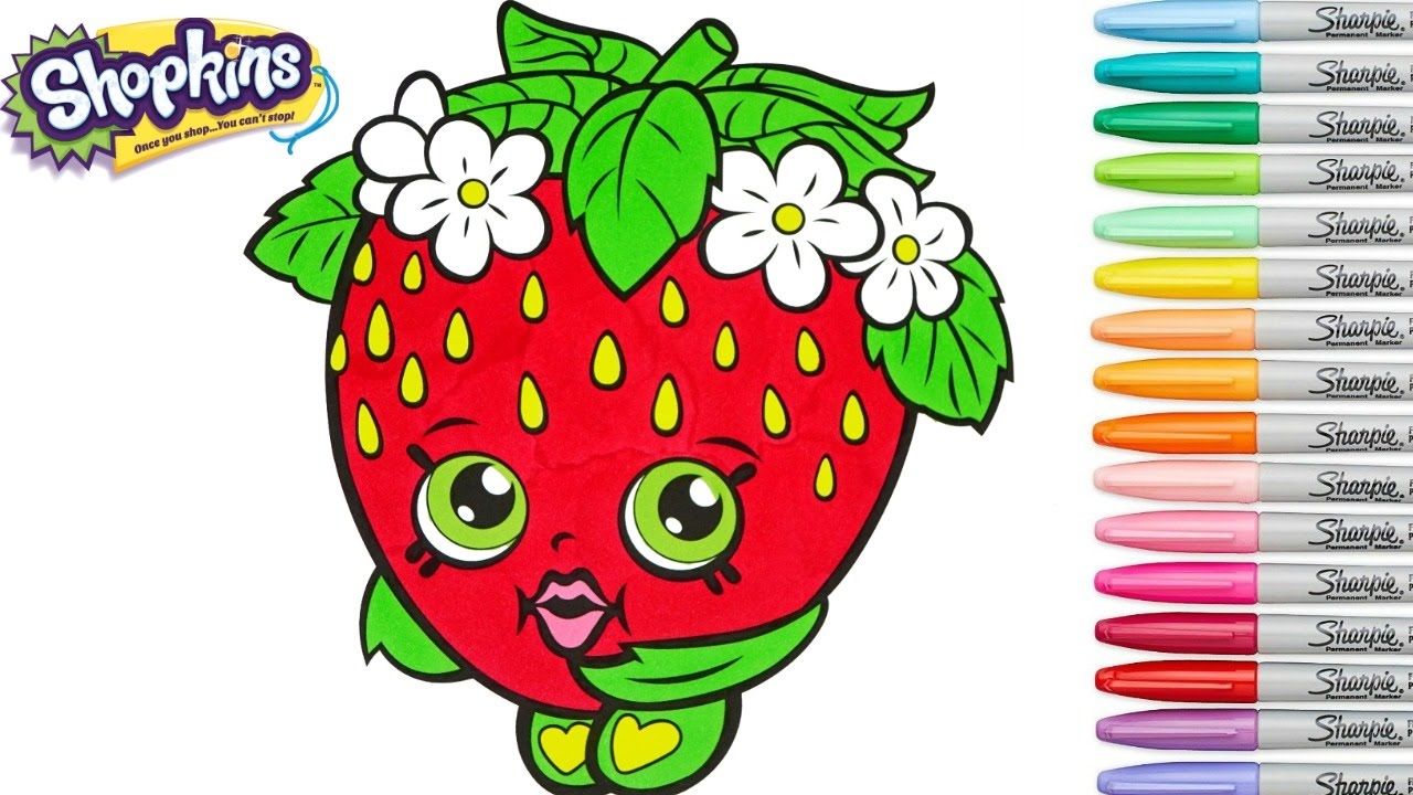 Shopkins coloring book strawberry kiss season colouring pages episode rainbow splash