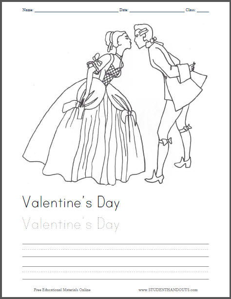 First kiss coloring sheet student handouts