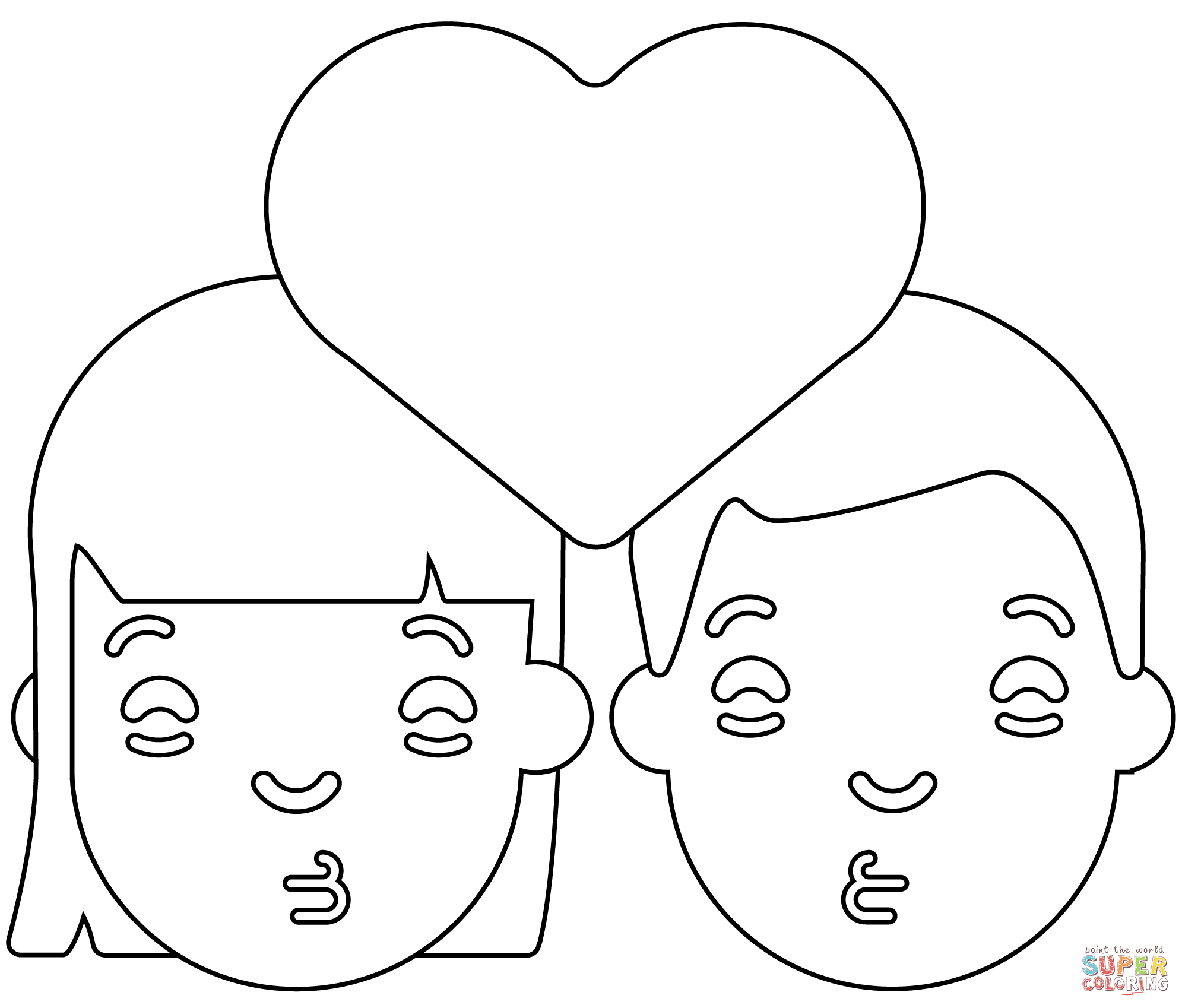 Couple kiss emoji coloring page free printable coloring pages