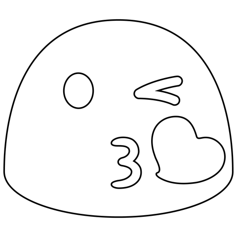 Face blowing a kiss emoji coloring page free printable coloring pages