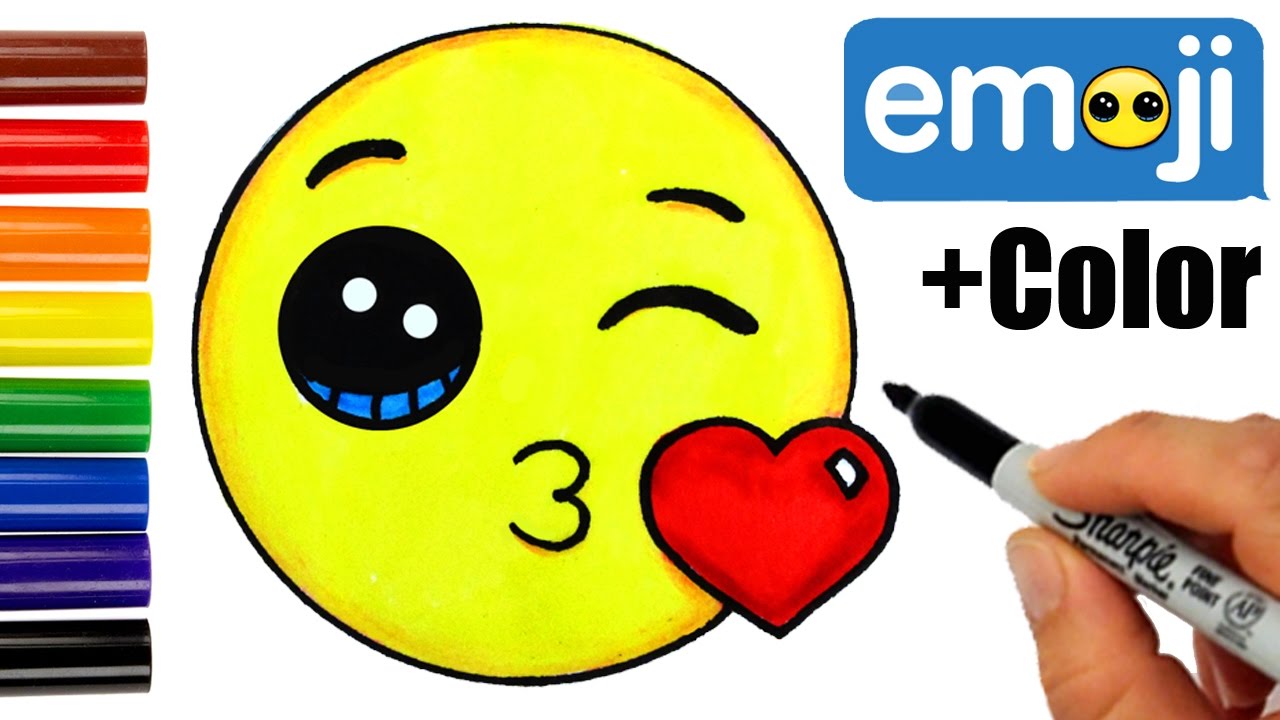 How to draw color kissing eoji step by step