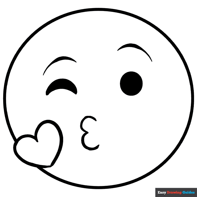 Kiss emoji coloring page easy drawing guides