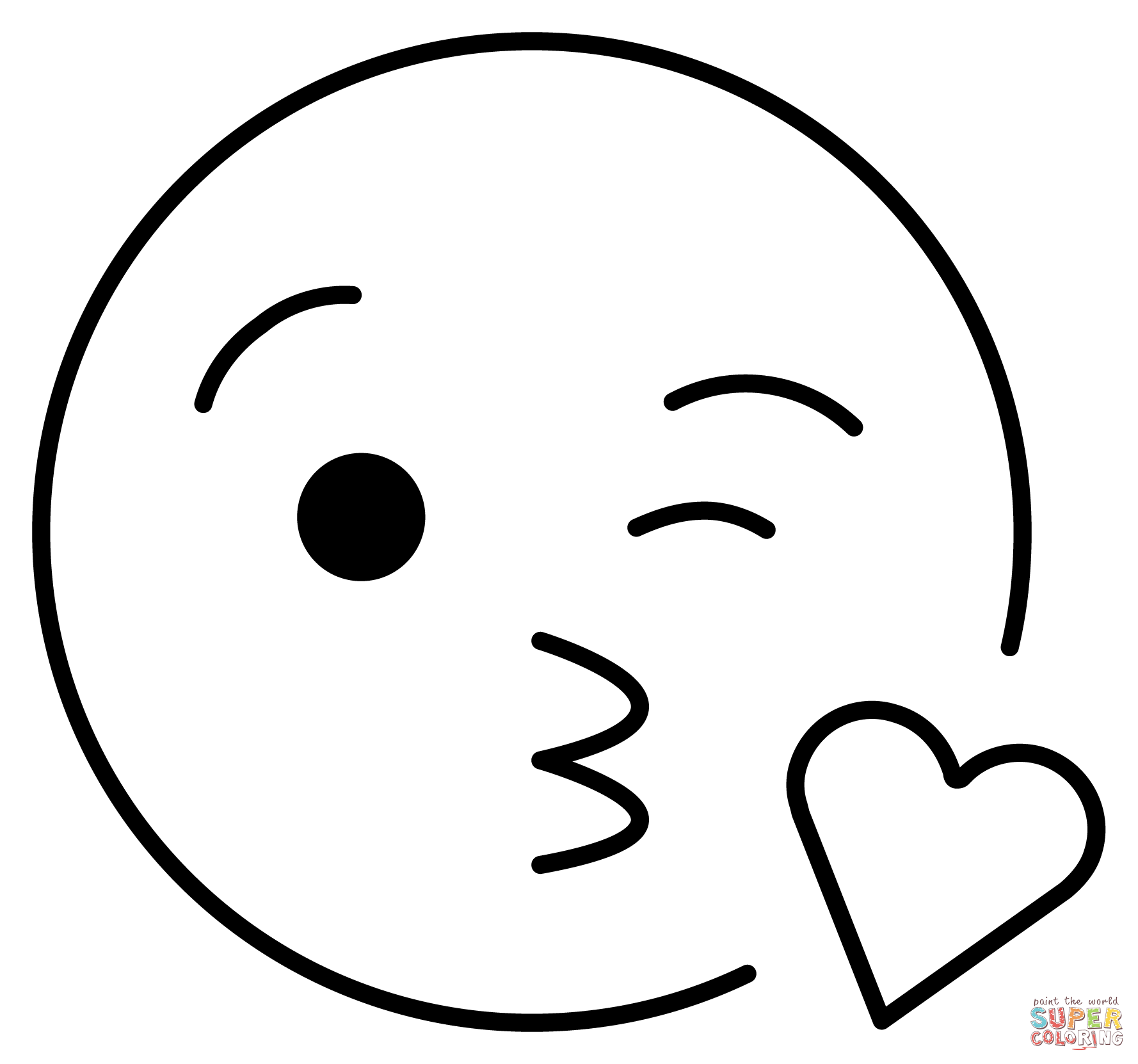 Face blowing a kiss emoji coloring page free printable coloring pages