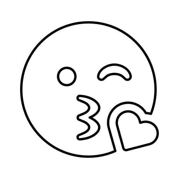Kiss wink heart emoji icon stock illustration