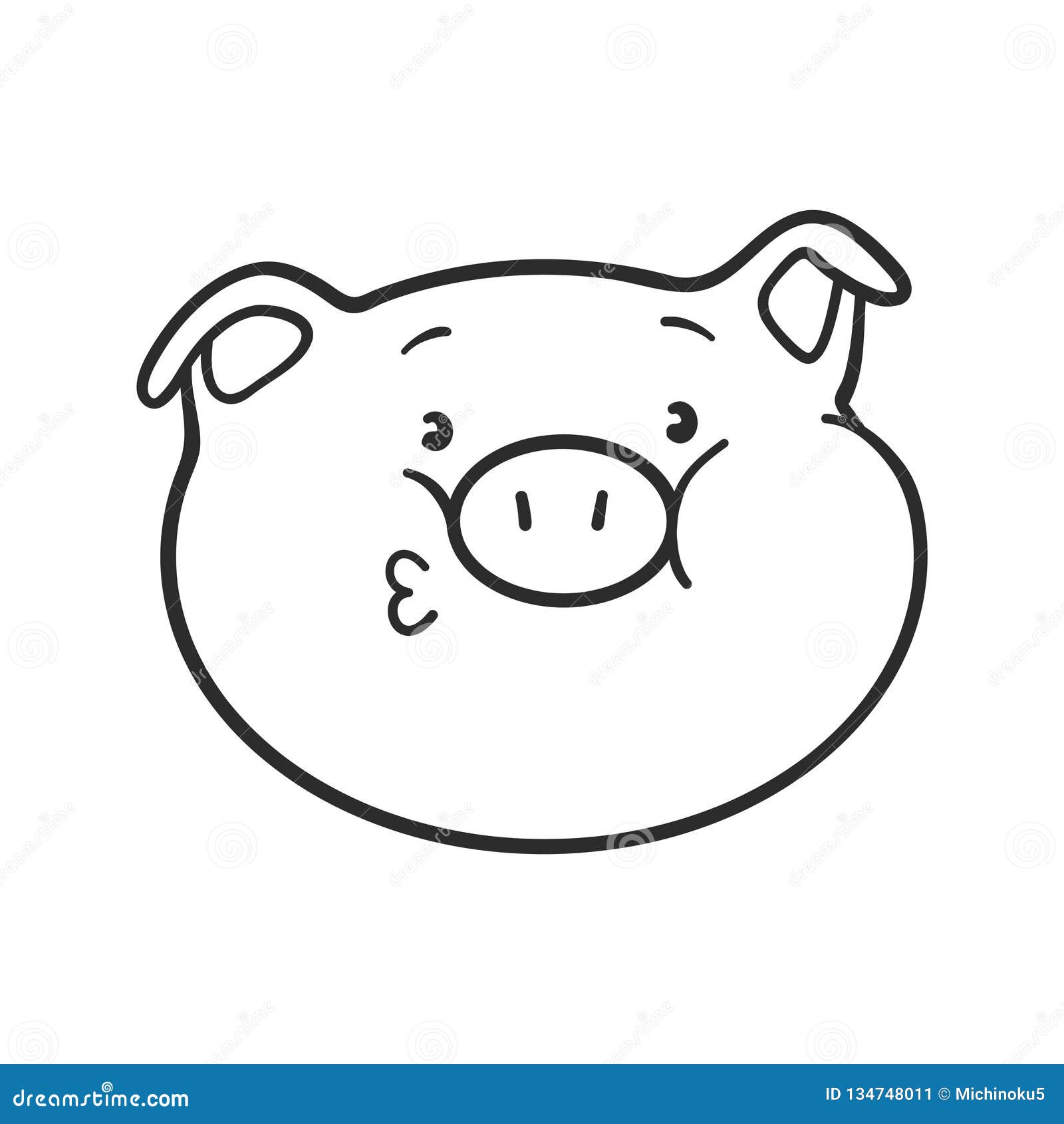 Pig is sending a kiss emoji pig for coloring book stock vector