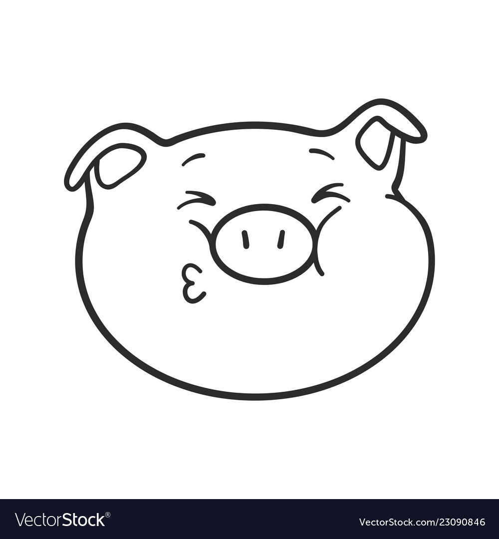 Pig is sending a kiss emoji for coloring book vector image