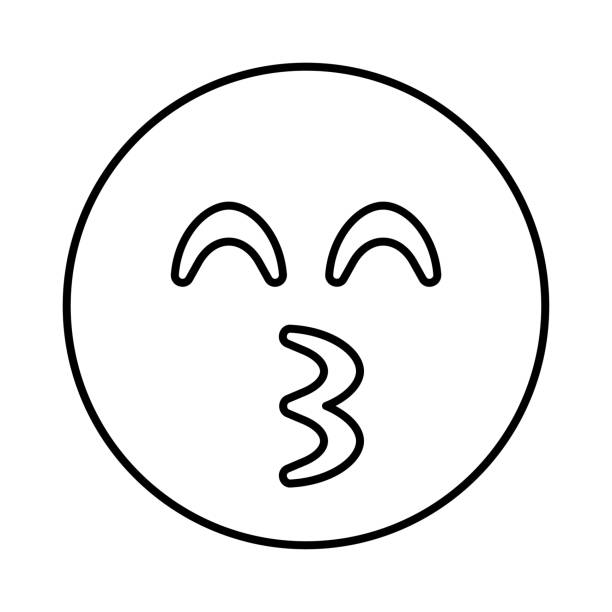 Kiss beam emoji icon stock illustration