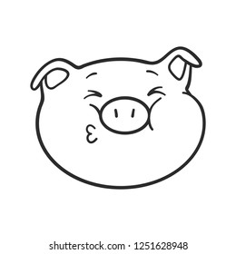 Kissing emoticon icon squinted emoji pig stock vector royalty free