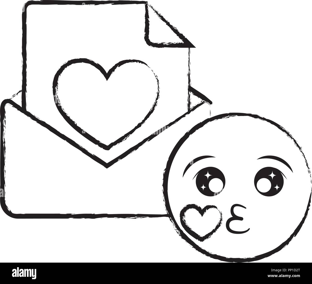 Love letter and kiss emoji icon over white background vector illustration stock vector image art