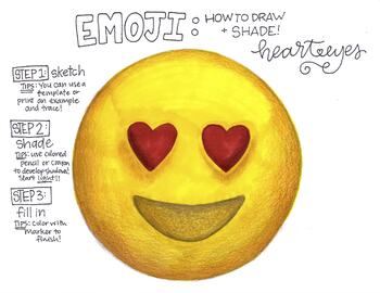 Heart eye emoji coloring sheet valentines day by chaplain creative pany
