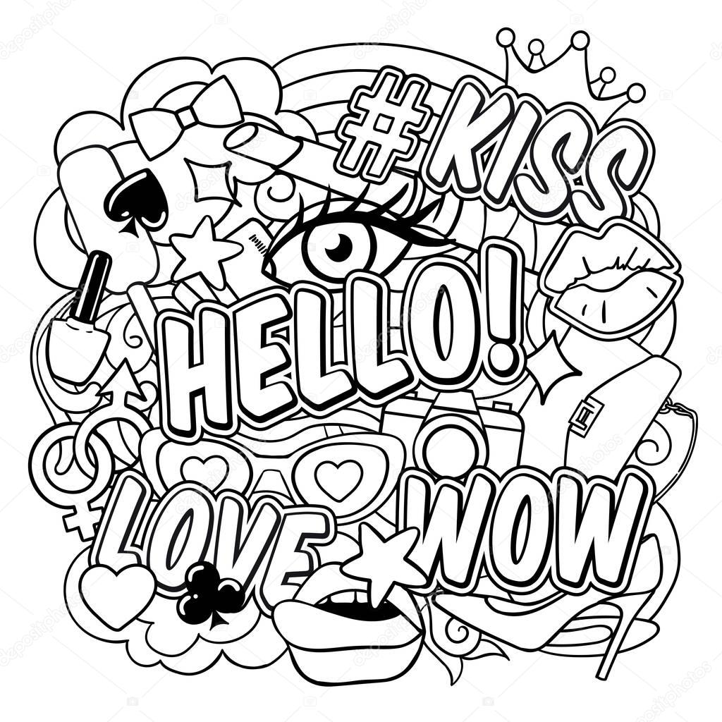 Coloring book pop art page stock vector by mogil
