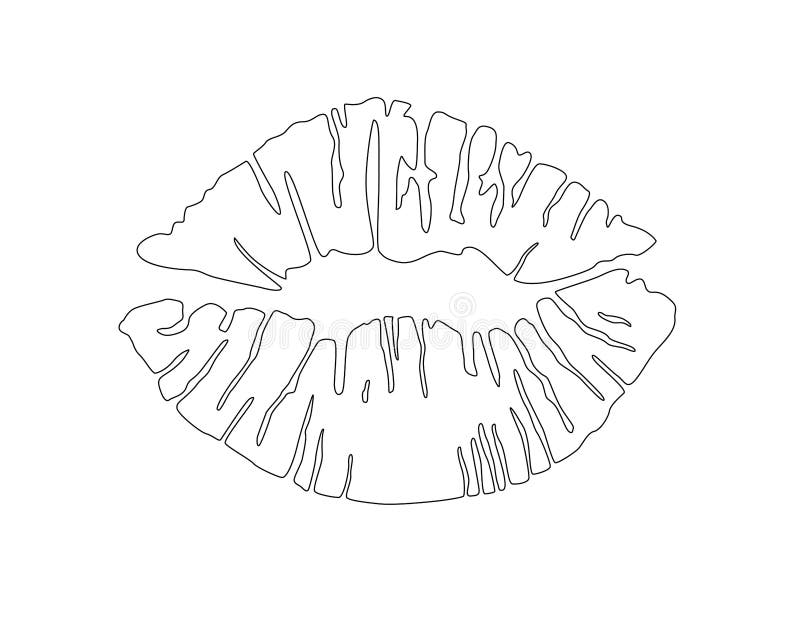 Imprint of painted lips vector outline of the imprint of painted lips
