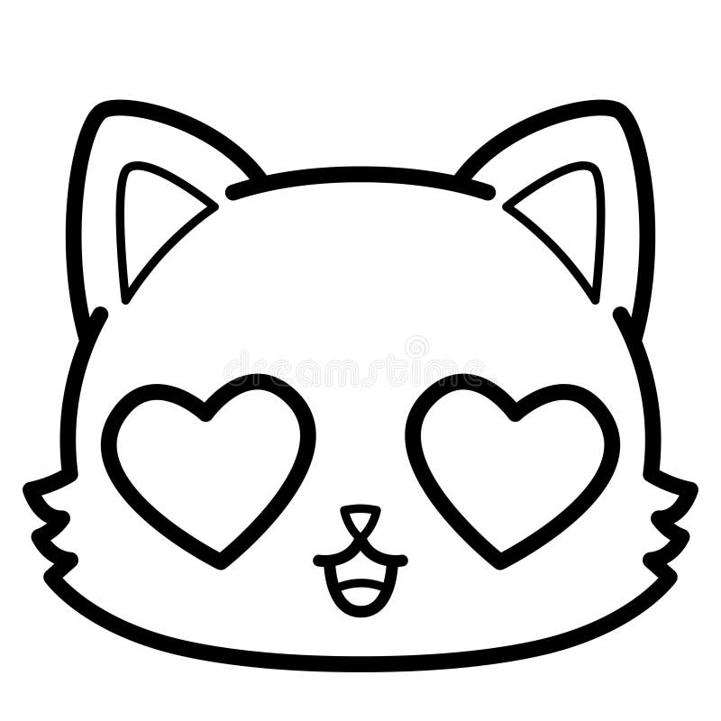 Isolated cute cat emoji in love stock vector