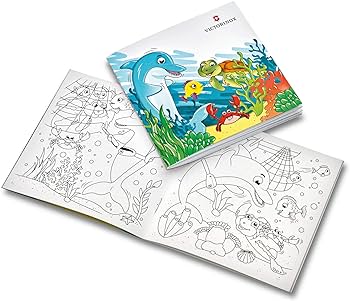 Victorinox childrens pocket knife set dolphin edition functions blade without pointed screwdriver wood saw with neck band and colouring book sports outdoors