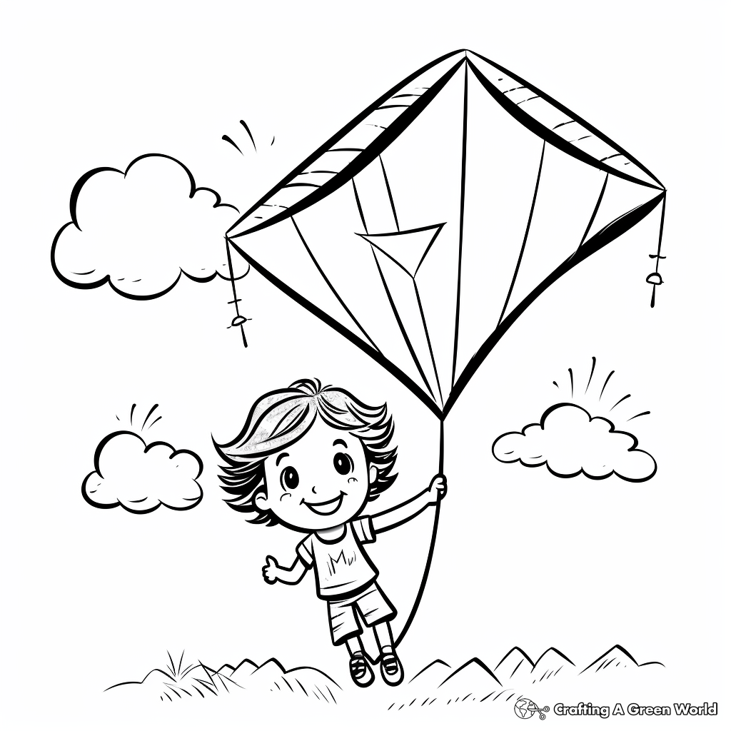 K is for kite coloring pages