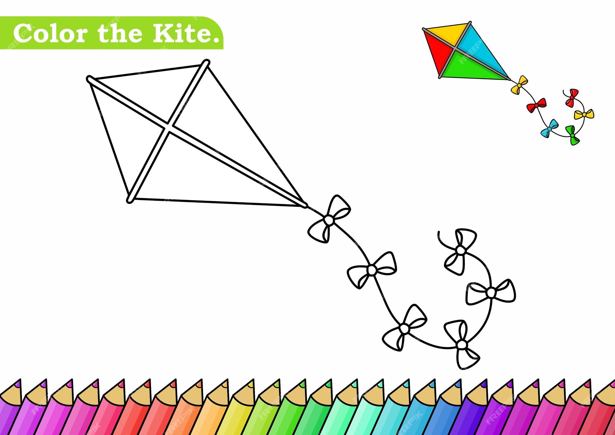 Premium vector coloring page for kite vector illustration kindergarten children coloring pages activity worksheet