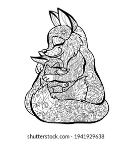 Fox coloring pages graphic blackandwhite image stock vector royalty free