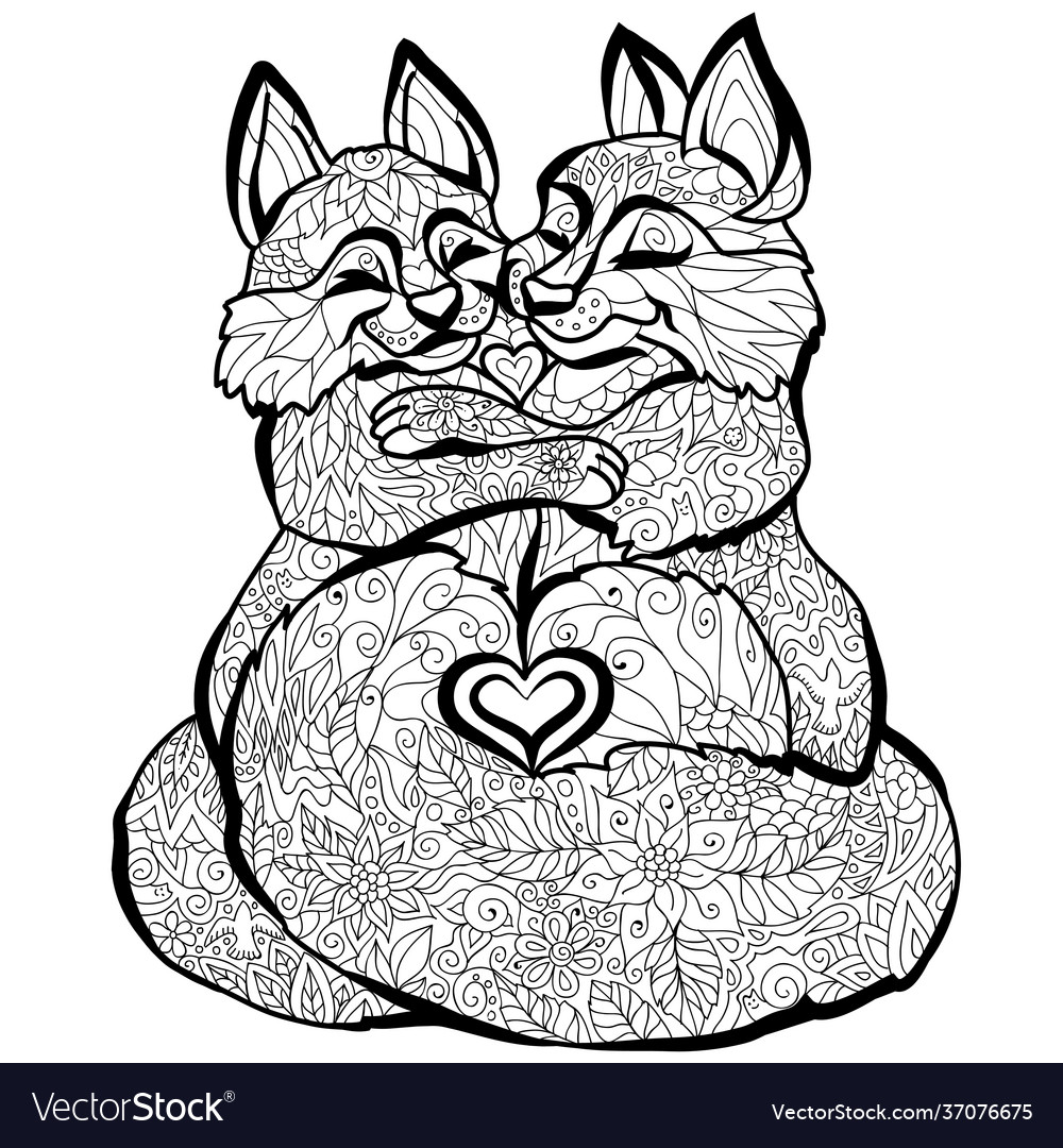 Fox coloring pages graphic black