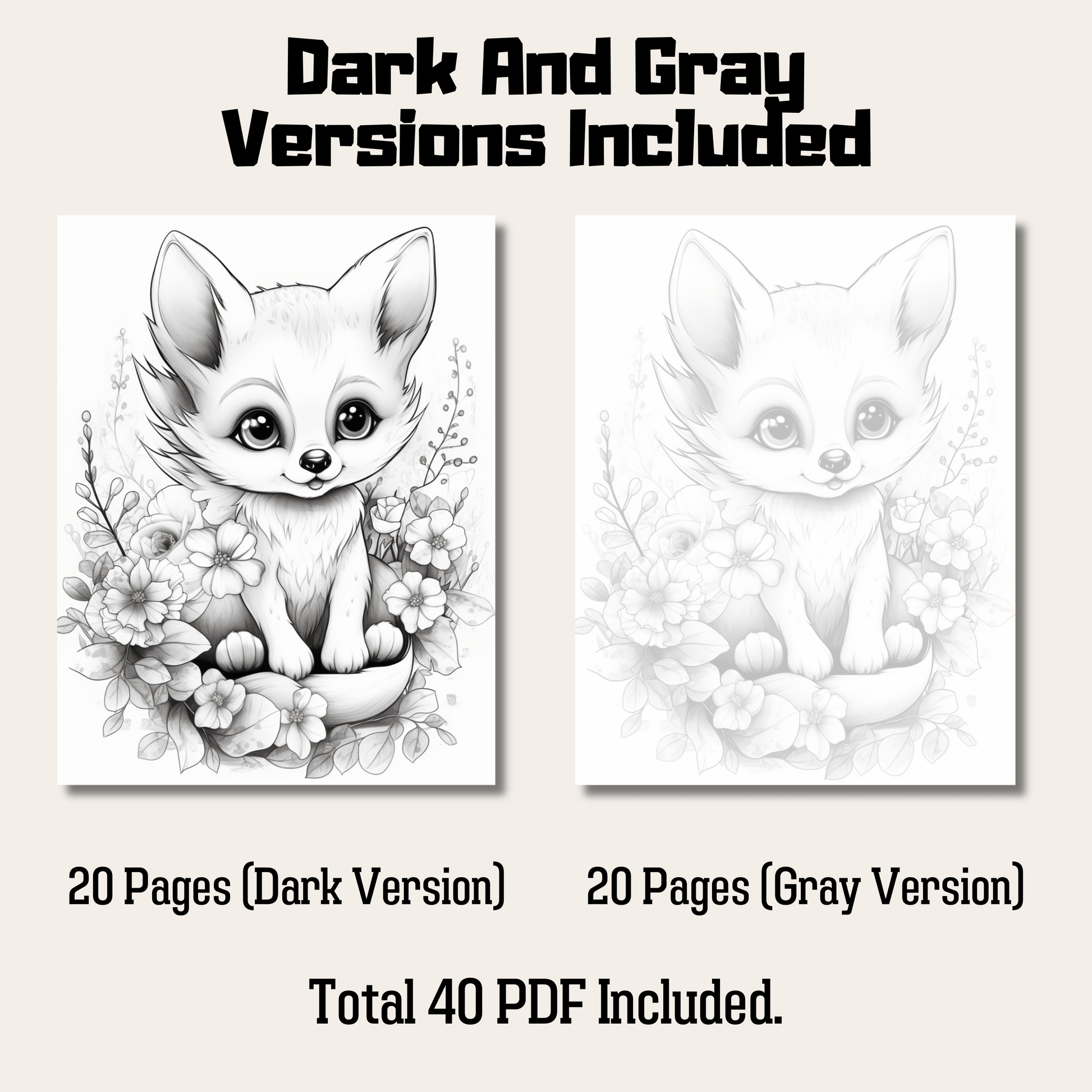 Adorable baby fox grayscale coloring pages fun for all ages insta â funny print for you