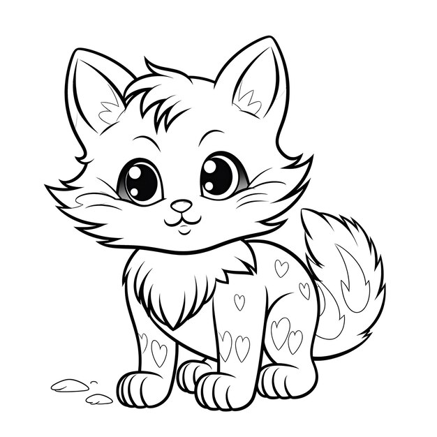 Premium ai image adorable fluffy kitten cat coloring pages for kids