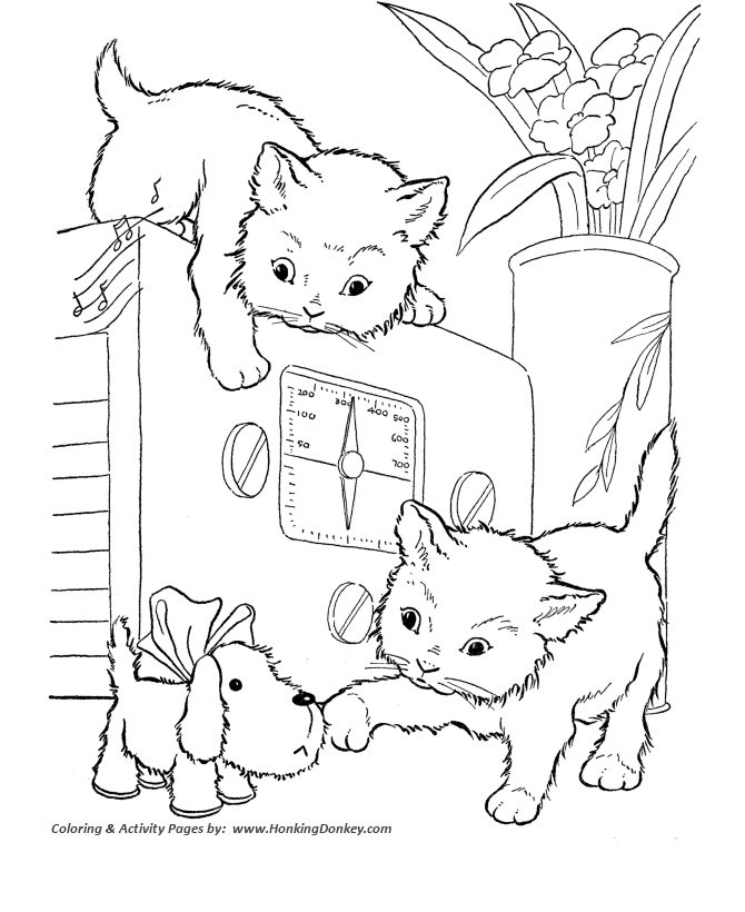 Cat coloring pages printable playful kittens cat coloring page
