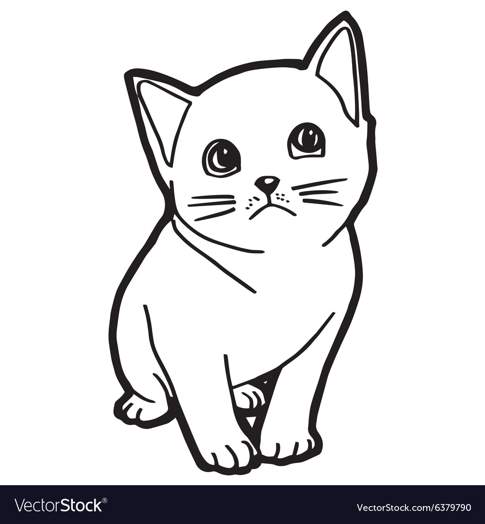 Cat and kitten coloring page for kid royalty free vector