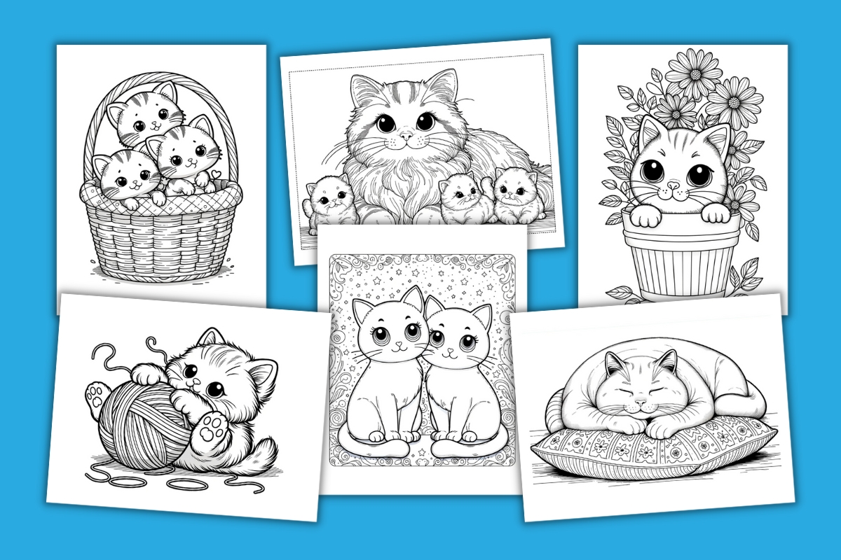 Free cat coloring pages for kids