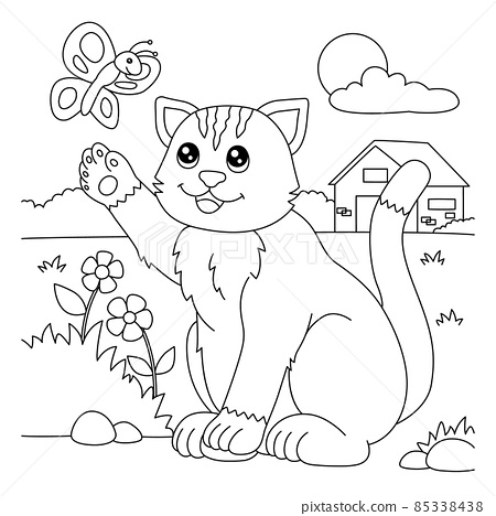 Cat coloring page for kids