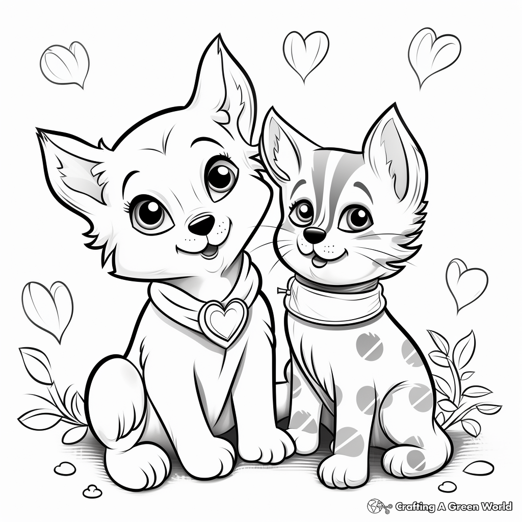 Puppy and kitten coloring pages