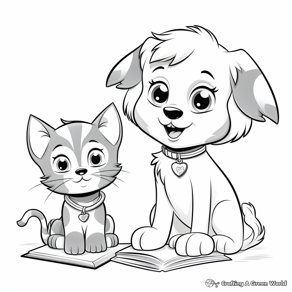 Puppy and kitten coloring pages