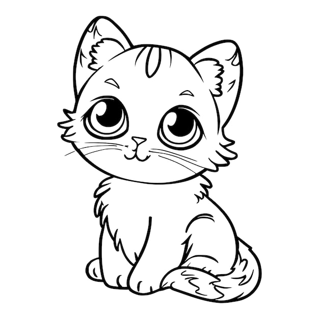 Premium vector cute kitten coloring pages for kids and toddlers
