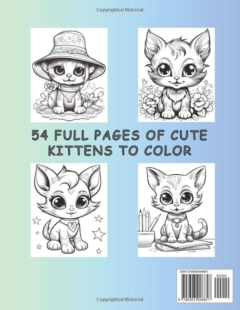 Cute kitten coloring book cat coloring book for kids ages