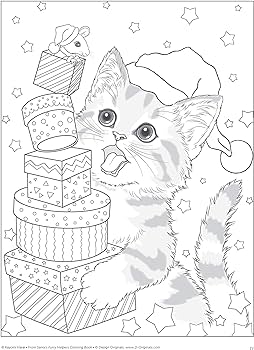 Santas furry helpers coloring book design originals expressive wide