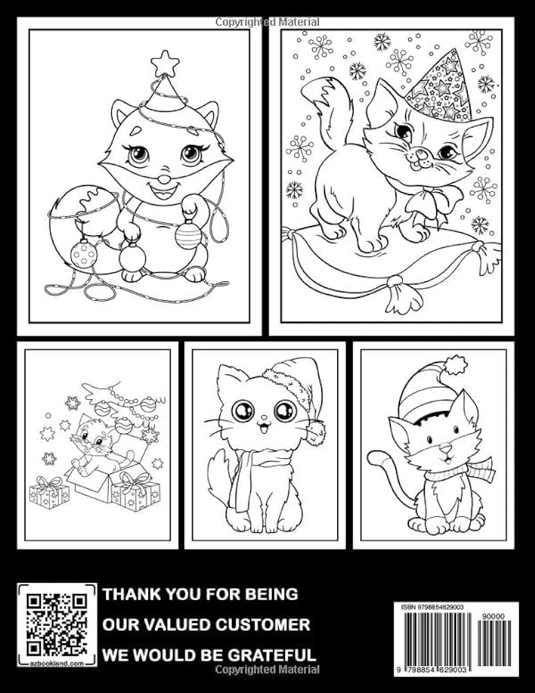 Cutest cat christmas coloring book illustrated pages of lovely animals make for an easy and relaxing christmas gift taylor ines books