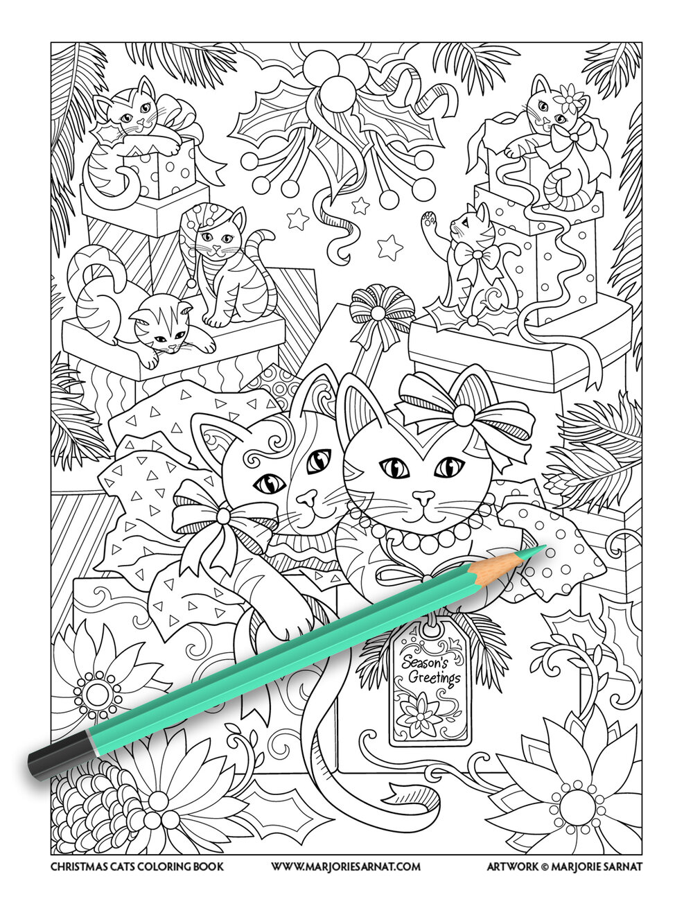 Christmas cats â marjorie sarnat design illustration