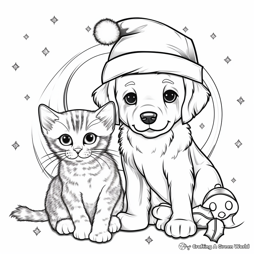 Puppy and kitten coloring pages