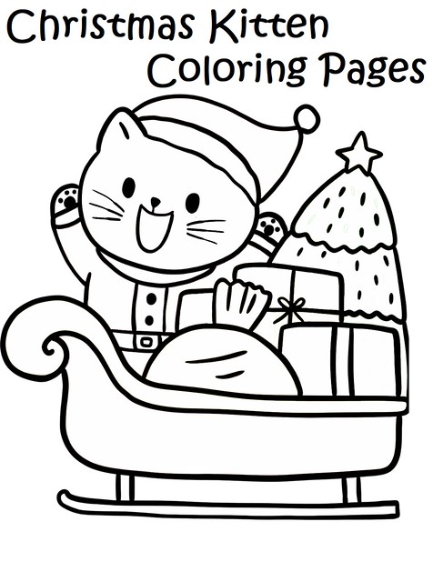 Christmas kitten coloring pages christmas kitten coloring â