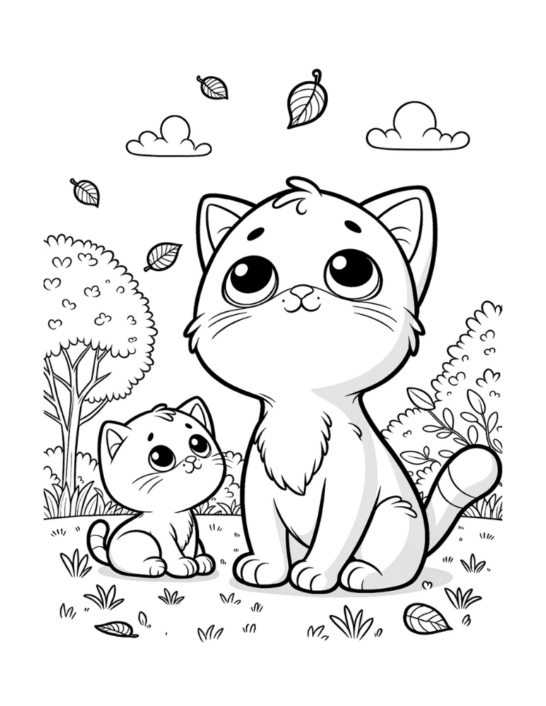 Free cat coloring pages for kids