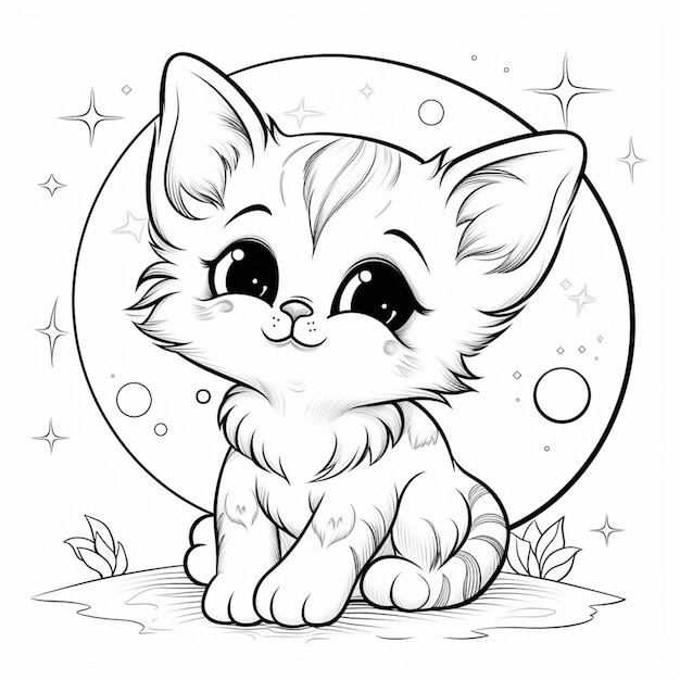 Premium ai image coloring pages of kittens for kids to print generative ai