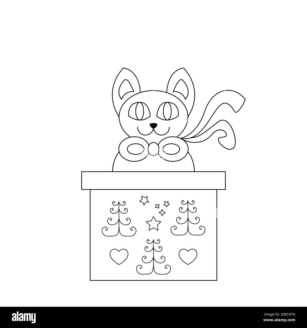 Funny cat box black and white stock photos images