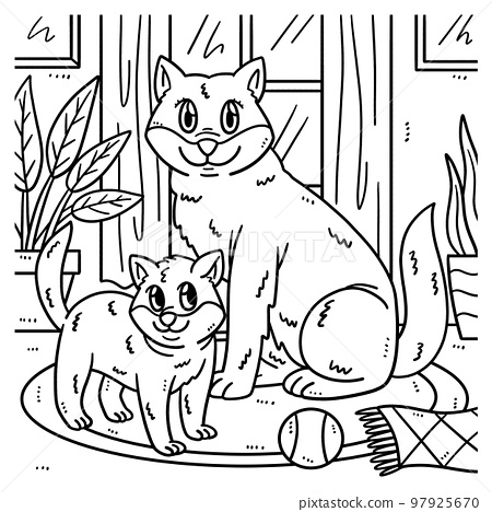 Mother dog and puppy coloring page for kids