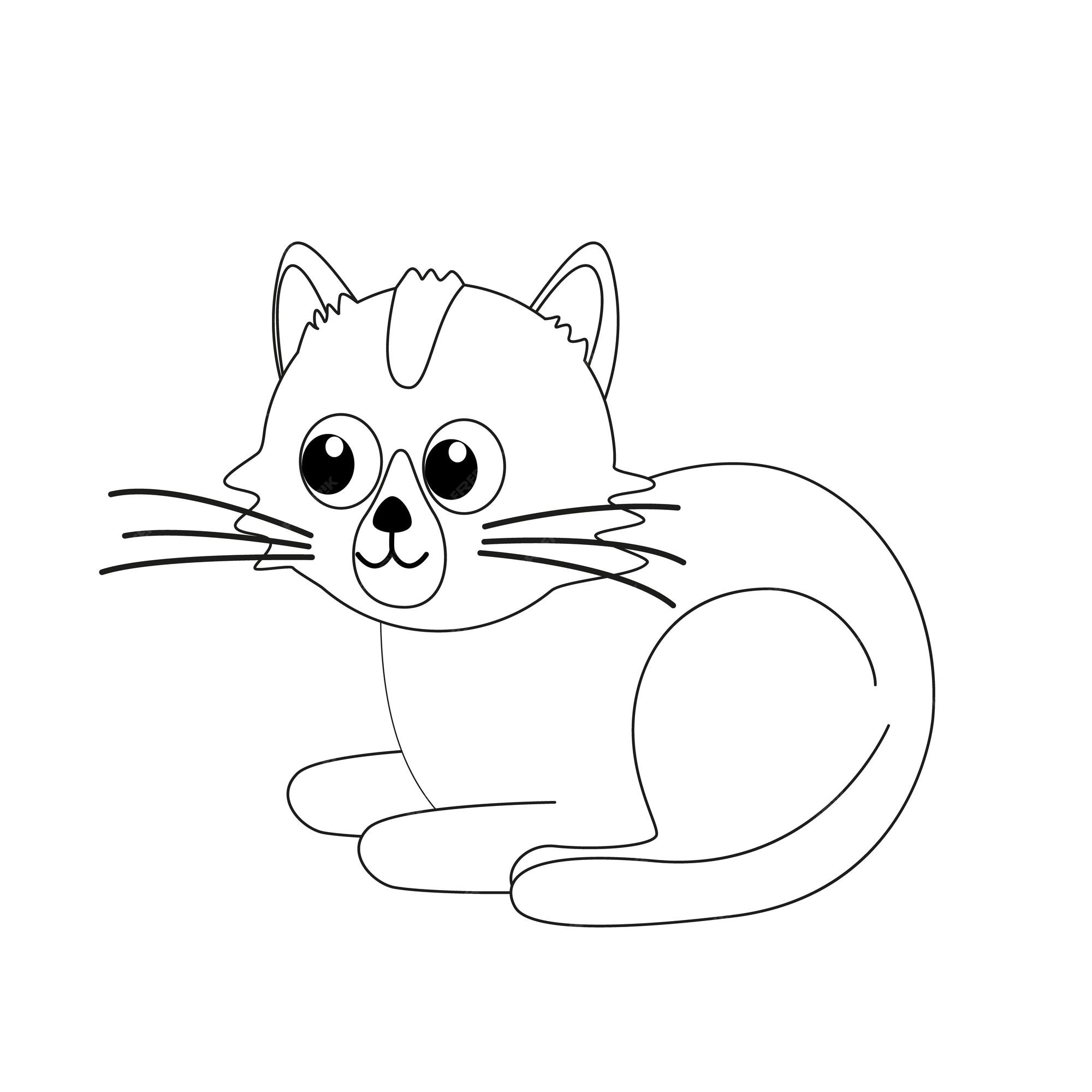 Premium vector kitty coloring page black and white cat kitten vector