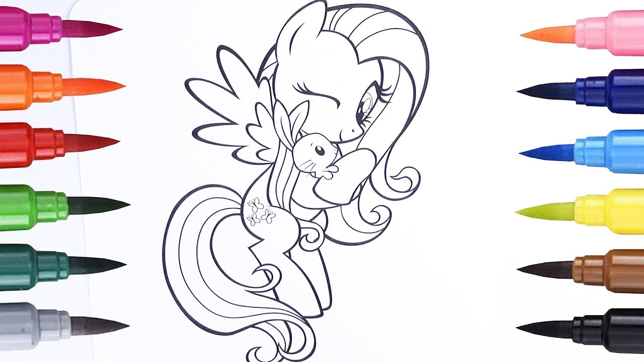 Coloring pages my little pony how to draw fluttershy and angel bunny learn colors for childrens