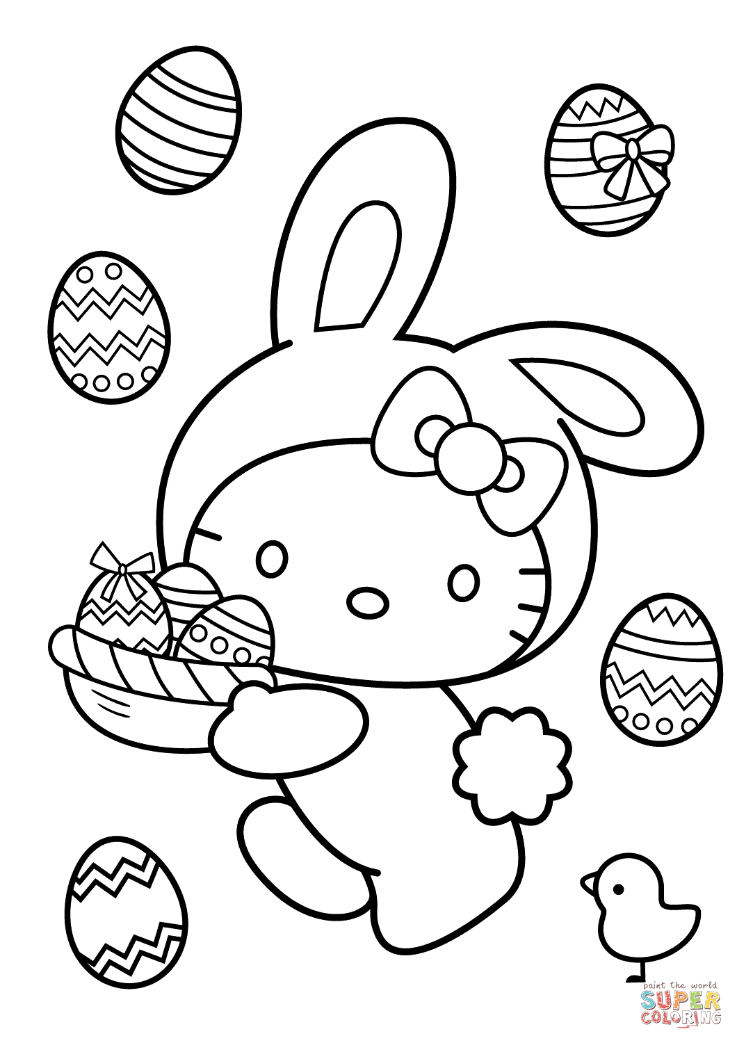 Hello kitty easter bunny coloring page free printable coloring pages