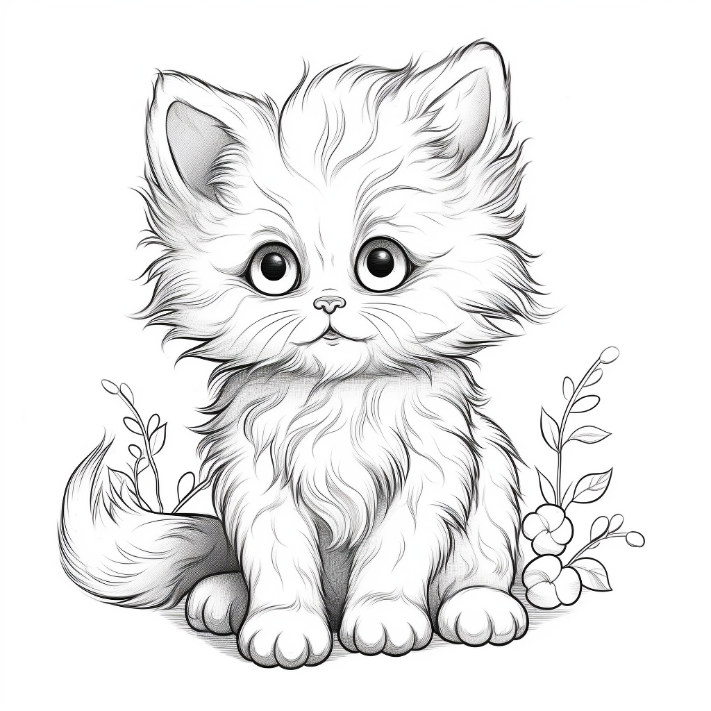 Little fluffy kitten coloring page ðñðððððº